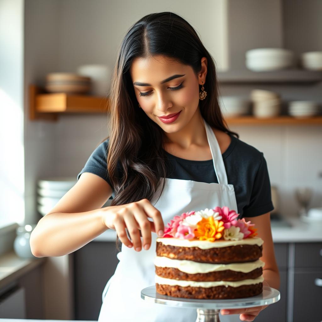 Ashley decorating a custom celebration cake